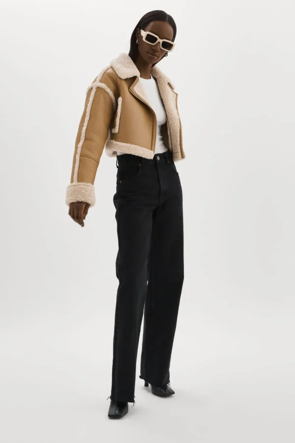 LAMARQUE Coats&Jackets | ADRINA | Faux Shearling Crop Jacket Biscuit