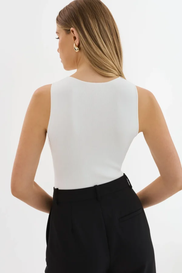 LAMARQUE Tops | AMBRA | Rib Knit Tank Top White