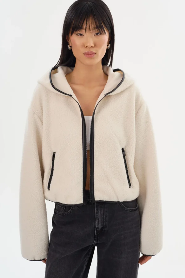 LAMARQUE Tops | ARLINA | Polar Fleece Zip-Up Hoodie Ivory