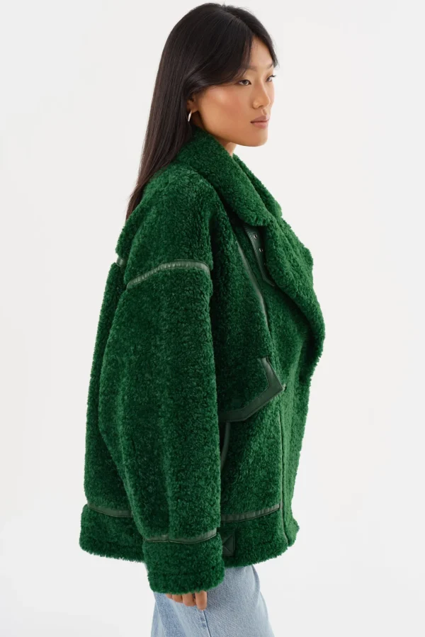 LAMARQUE Coats&Jackets | BADU | Oversized Faux Shearling Jacket Green