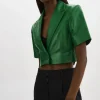 LAMARQUE Leather Jackets | CALATEA | Short Sleeve Blazer VIBRANT GREEN