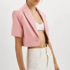 LAMARQUE Leather Jackets | CALATEA | Short Sleeve Blazer Orchid Pink