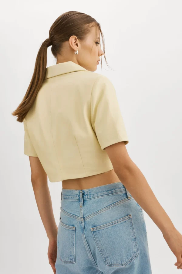 LAMARQUE Leather Jackets | CALATEA | Short Sleeve Blazer Buttermilk