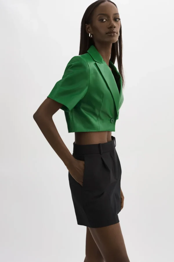 LAMARQUE Leather Jackets | CALATEA | Short Sleeve Blazer VIBRANT GREEN