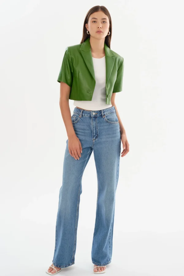 LAMARQUE Leather Jackets | CALATEA | Short Sleeve Blazer Treetop Green