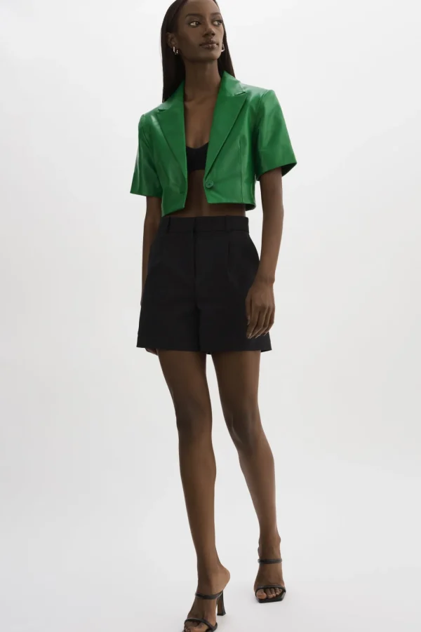 LAMARQUE Leather Jackets | CALATEA | Short Sleeve Blazer VIBRANT GREEN