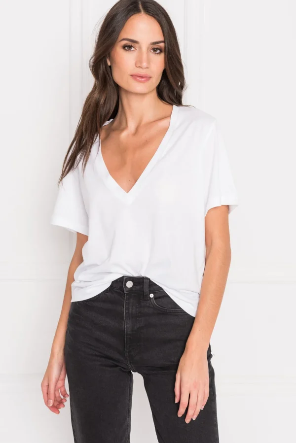 LAMARQUE Tops | CECILIA | Deep V-neck Tee White
