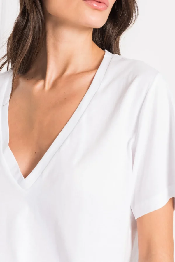 LAMARQUE Tops | CECILIA | Deep V-neck Tee White