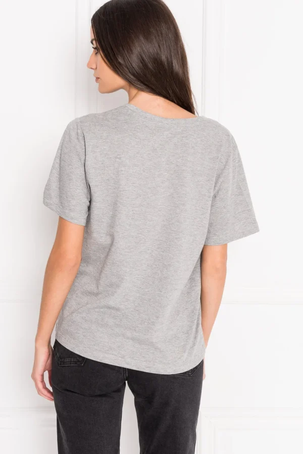 LAMARQUE Tops | CECILIA | Deep V-neck Tee Heather Grey