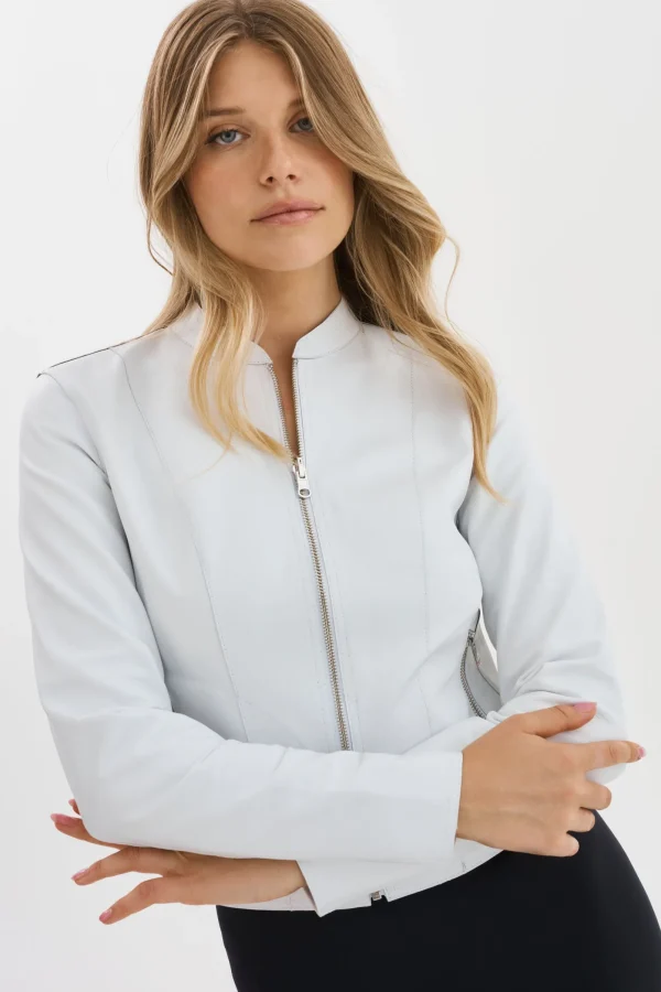 LAMARQUE Leather Jackets | CHAPIN | Reversible Leather Bomber White/Pewter