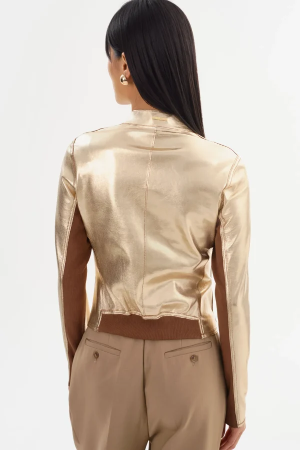 LAMARQUE Leather Jackets | CHAPIN | Reversible Leather Bomber Luggage/Gold