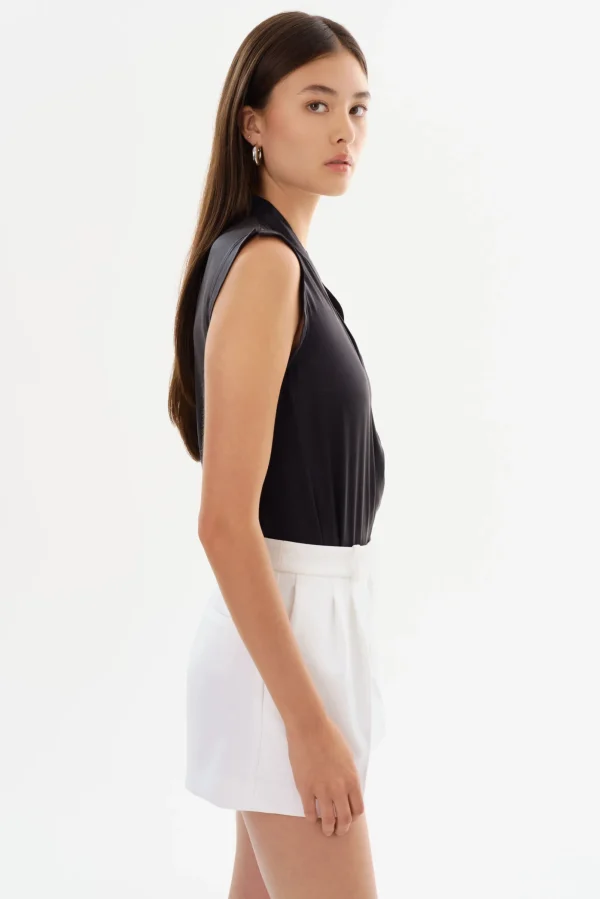 LAMARQUE Tops | CINTA | Sleeveless Silk Bodysuit Black