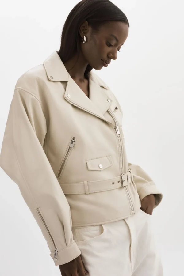LAMARQUE Leather Jackets | DANIELA | Leather Biker Jacket BONE