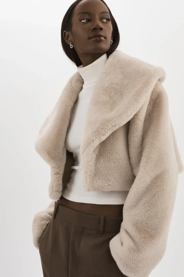 LAMARQUE Coats&Jackets | DANIKA | Faux Fur Crop Jacket Oat