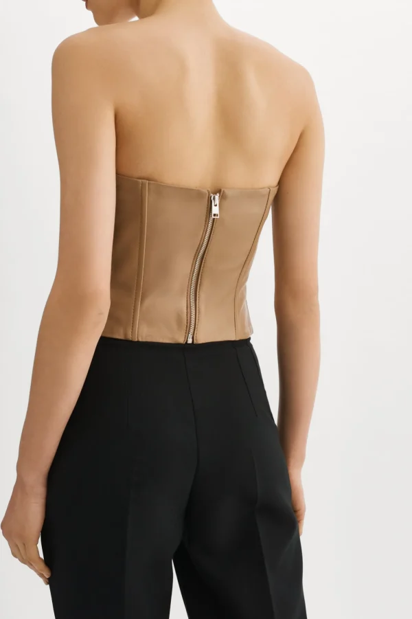 LAMARQUE Tops | DAVINA | Leather Bustier Sesame