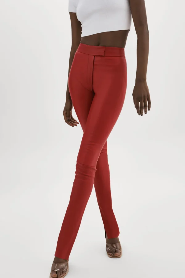LAMARQUE Pants&Shorts | DAWN | Stretch Leather Pants Ruby Red