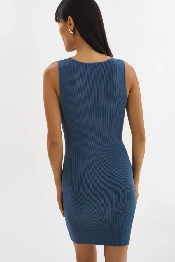 LAMARQUE Dresses | DONATA | Rib Knit Dress Slate Blue