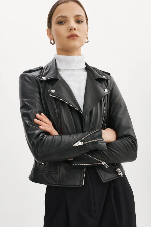 LAMARQUE Leather Jackets | DONNA | Iconic Leather Biker Jacket Black