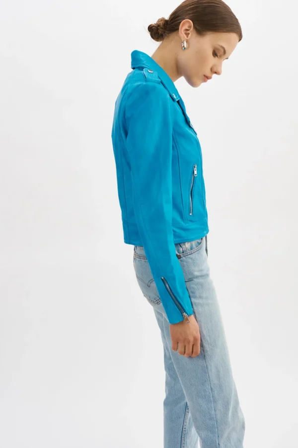 LAMARQUE Leather Jackets | DONNA | Iconic Leather Biker Jacket Faded Jean