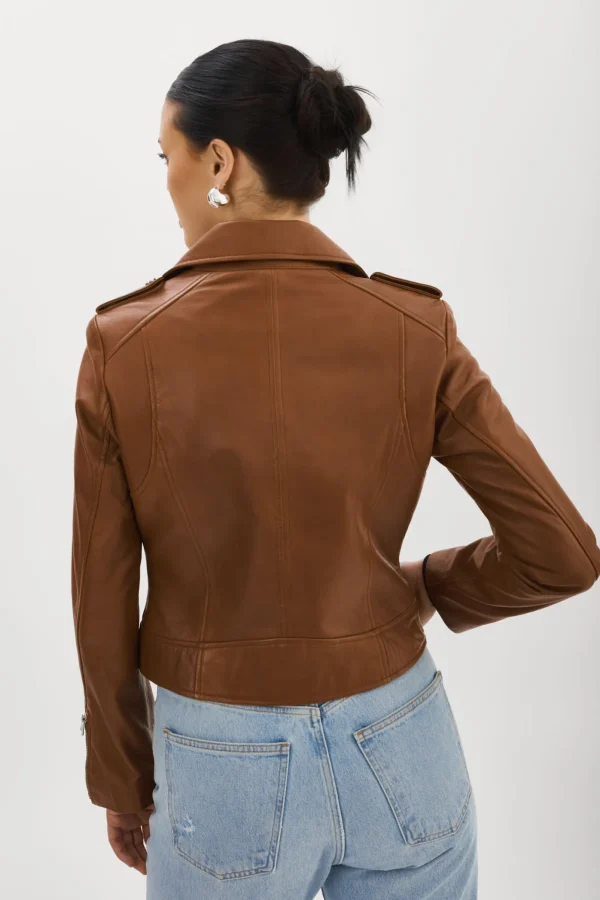 LAMARQUE Leather Jackets | DONNA | Iconic Leather Biker Jacket Luggage