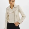 LAMARQUE Leather Jackets | DONNA GOLD | Iconic Leather Biker Jacket Bone