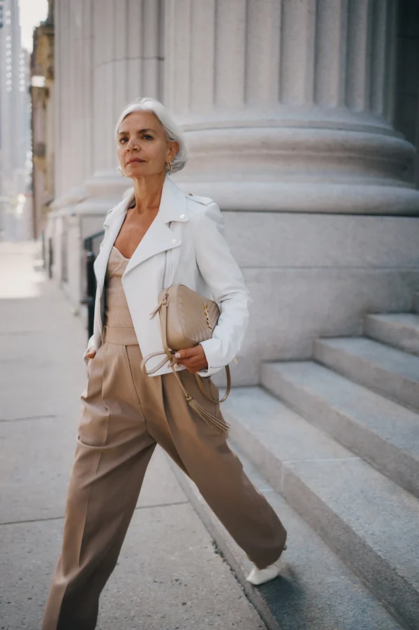 LAMARQUE Leather Jackets | DONNA GOLD | Iconic Leather Biker Jacket White