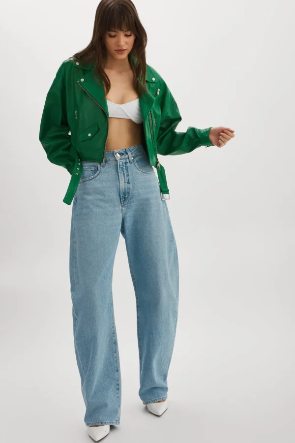 LAMARQUE Leather Jackets | DYLAN | 80's Leather Biker Jacket VIBRANT GREEN