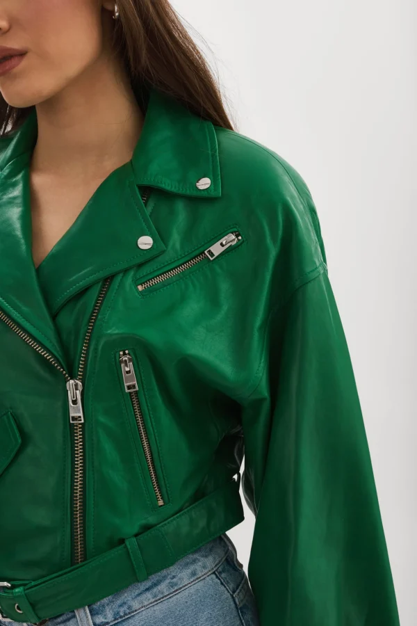 LAMARQUE Leather Jackets | DYLAN | 80's Leather Biker Jacket VIBRANT GREEN
