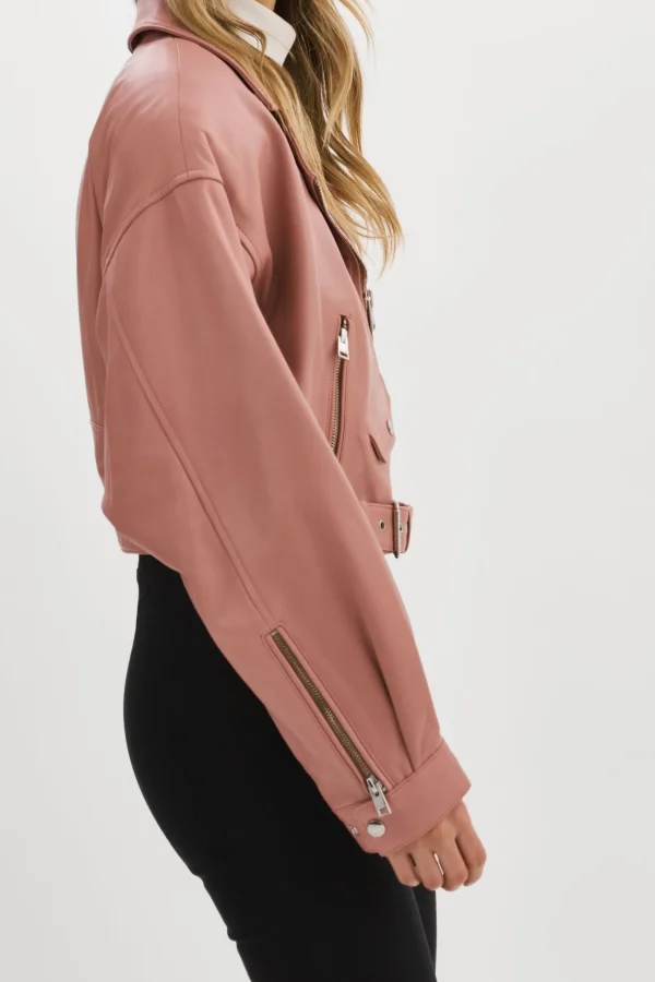 LAMARQUE Leather Jackets | DYLAN | 80's Leather Biker Jacket MAUVE PINK