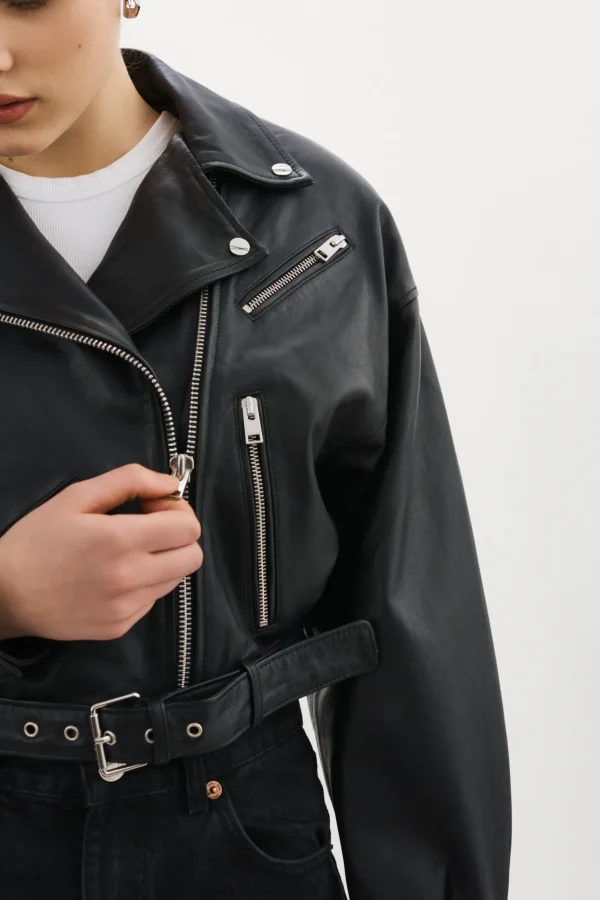 LAMARQUE Leather Jackets | DYLAN | 80's Leather Biker Jacket Black