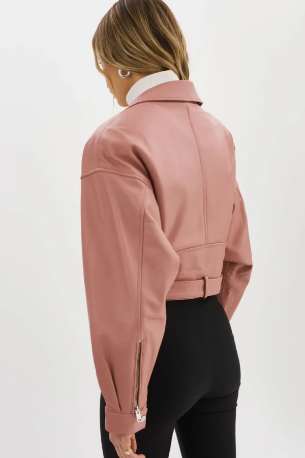 LAMARQUE Leather Jackets | DYLAN | 80's Leather Biker Jacket MAUVE PINK