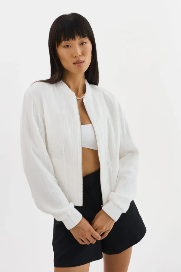 LAMARQUE Coats&Jackets | ENRICA | Cotton Bomber Jacket Off White