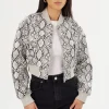 LAMARQUE Leather Jackets | EVELIN | Faux Leather Cropped Bomber Python Print