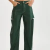 LAMARQUE Pants&Shorts | FALEEN | Faux Leather Loose Pants Alpine Green