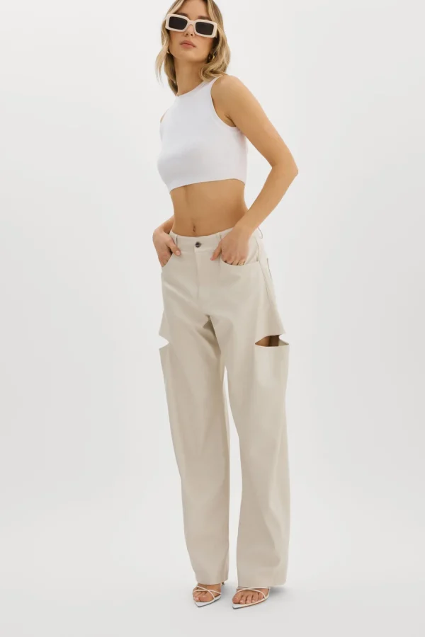 LAMARQUE Pants&Shorts | FALEEN | Faux Leather Loose Pants Ivory