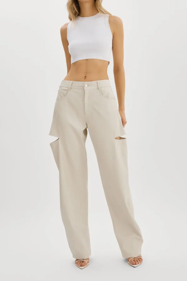 LAMARQUE Pants&Shorts | FALEEN | Faux Leather Loose Pants Ivory