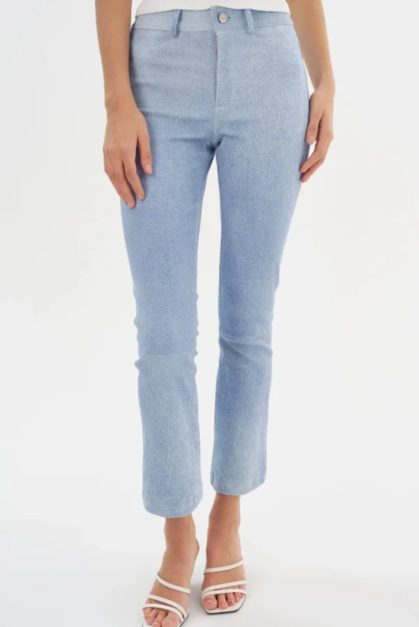 LAMARQUE Pants&Shorts | FARIS | Stretch Leather Pants Heather Blue