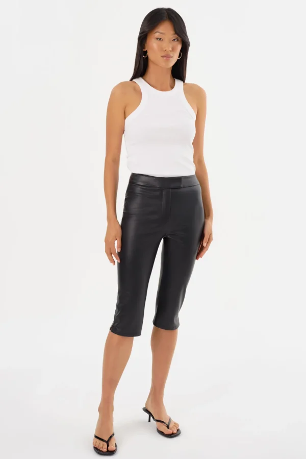 LAMARQUE Pants&Shorts | FAYA | Faux Leather Capri Pants Black