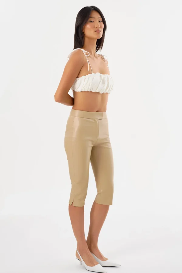 LAMARQUE Pants&Shorts | FAYA | Faux Leather Capri Pants Wheat
