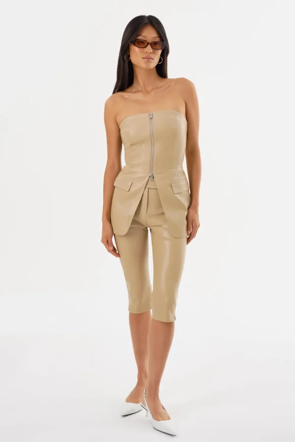 LAMARQUE Pants&Shorts | FAYA | Faux Leather Capri Pants Wheat