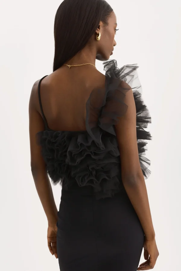 LAMARQUE Tops | FELETA | Ruffle Tulle Top Black