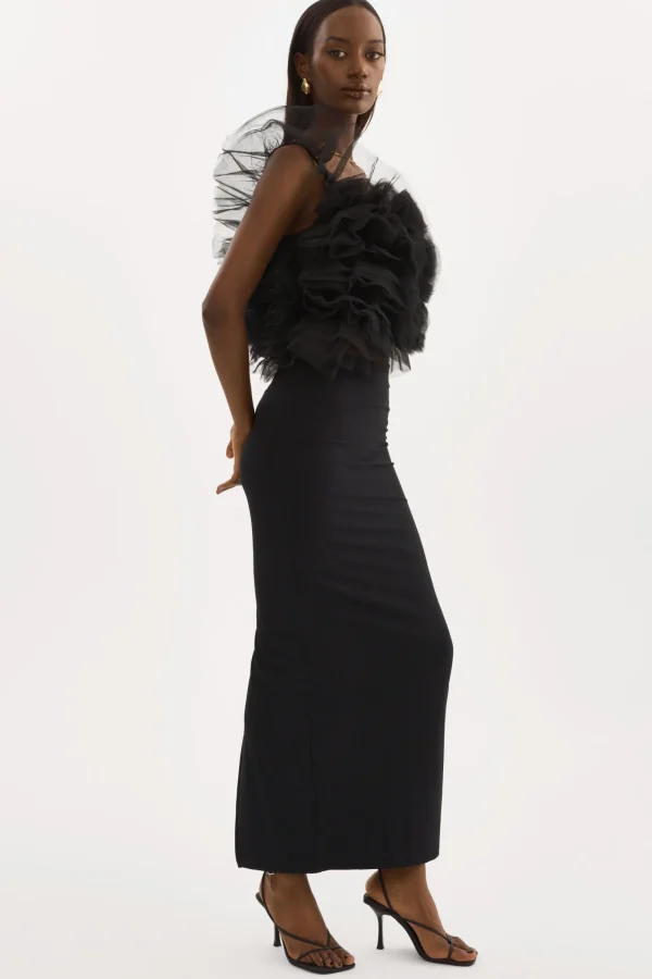 LAMARQUE Tops | FELETA | Ruffle Tulle Top Black