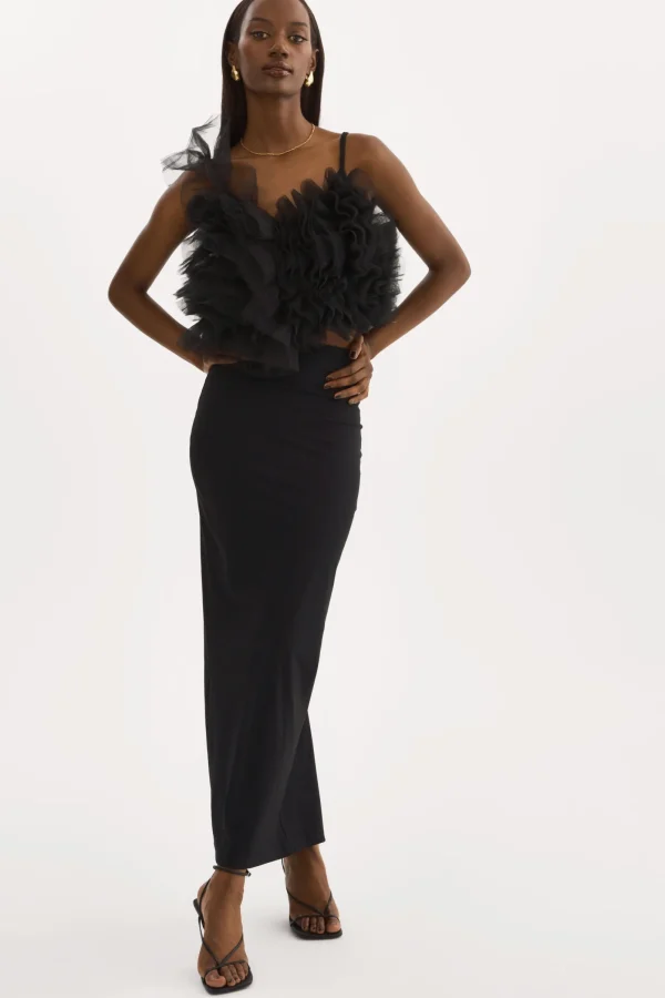 LAMARQUE Tops | FELETA | Ruffle Tulle Top Black