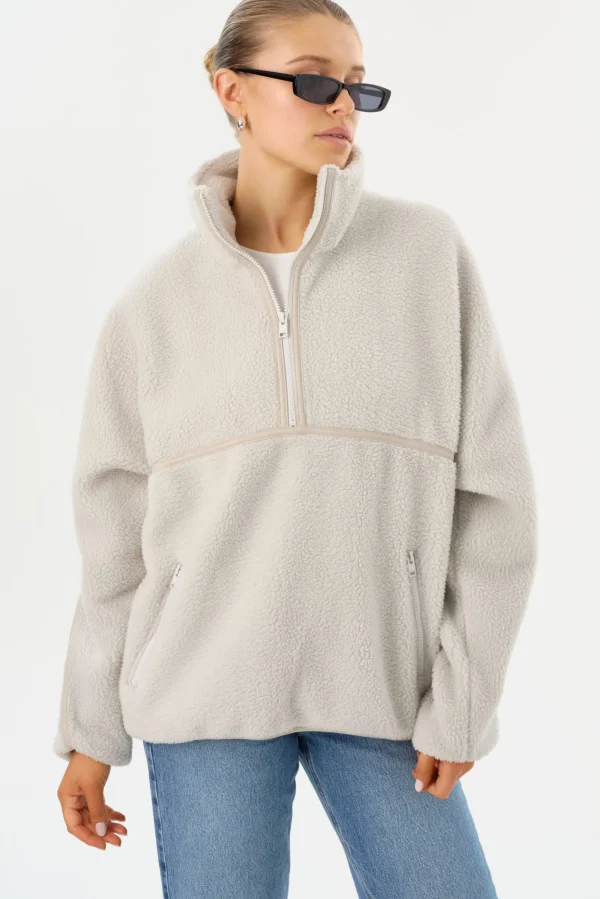 LAMARQUE Tops | HELSA | Polar Fleece Pullover Light Grey