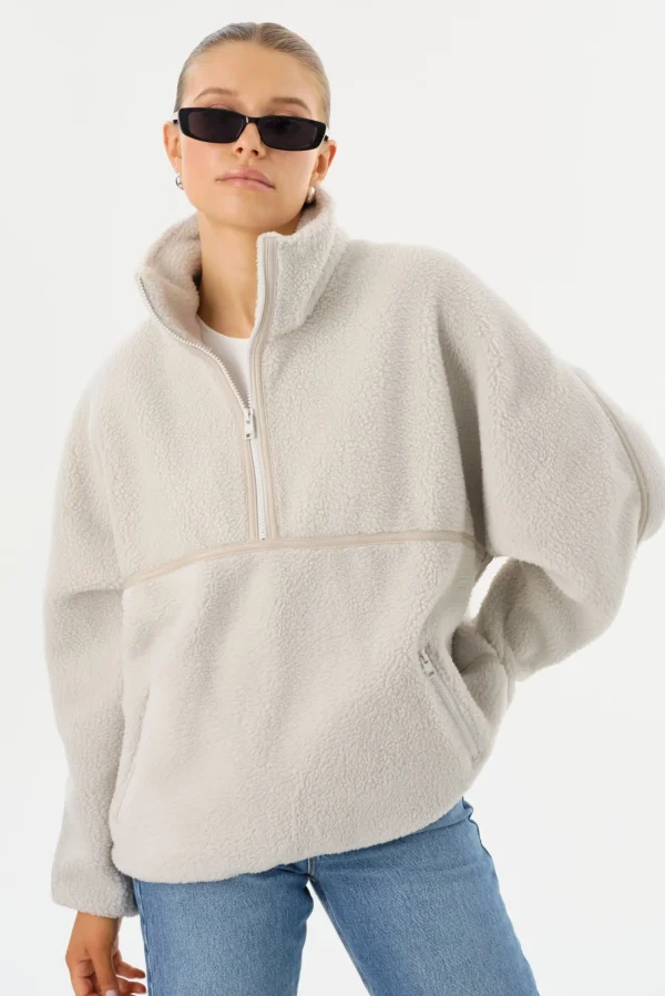 LAMARQUE Tops | HELSA | Polar Fleece Pullover Light Grey