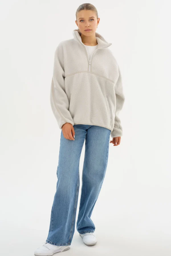 LAMARQUE Tops | HELSA | Polar Fleece Pullover Light Grey
