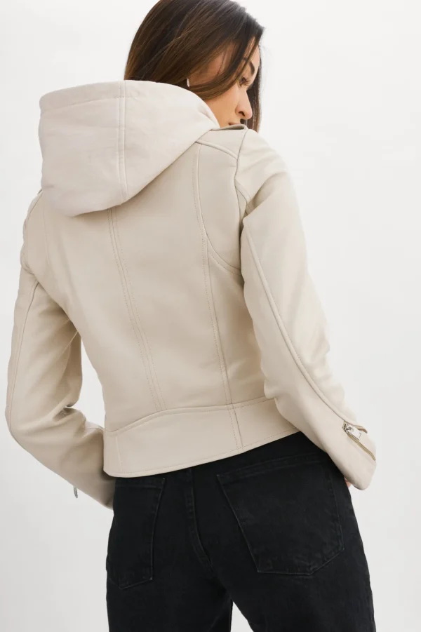 LAMARQUE Leather Jackets | HOLY | Leather Biker Jacket With Removable Hood Bone