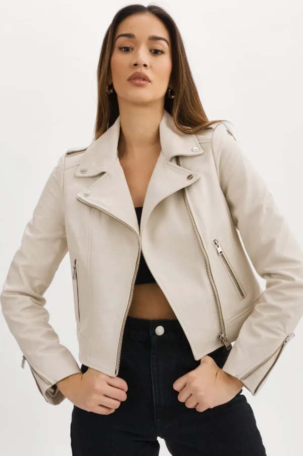 LAMARQUE Leather Jackets | HOLY | Leather Biker Jacket With Removable Hood Bone
