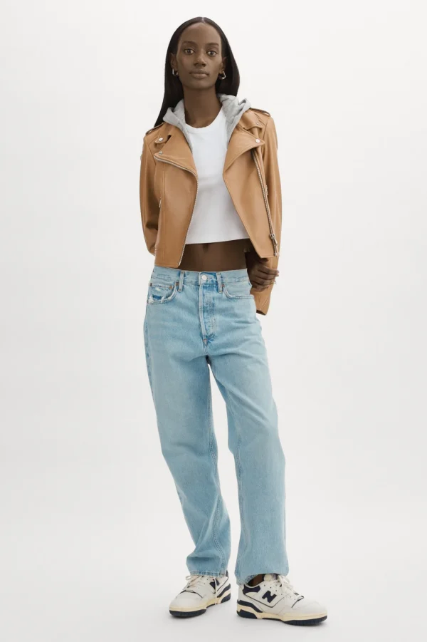 LAMARQUE Leather Jackets | HOLY | Leather Biker Jacket With Removable Hood Sesame