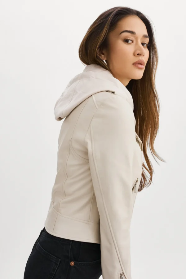 LAMARQUE Leather Jackets | HOLY | Leather Biker Jacket With Removable Hood Bone